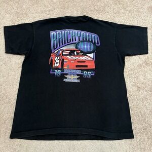 Vintage 1995 Budweiser Brickyard 400 NASCAR Beer T-Shirt Men's XL Black